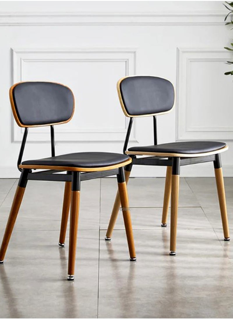 Living - Dining Chair with Leather Seat and Back with Wooden Legs - Image 1