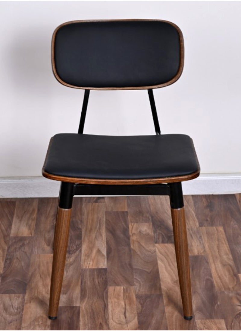 Living - Dining Chair with Leather Seat and Back with Wooden Legs - Image 1