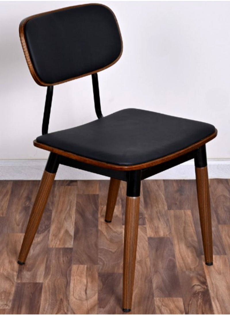 Living - Dining Chair with Leather Seat and Back with Wooden Legs - Image 1