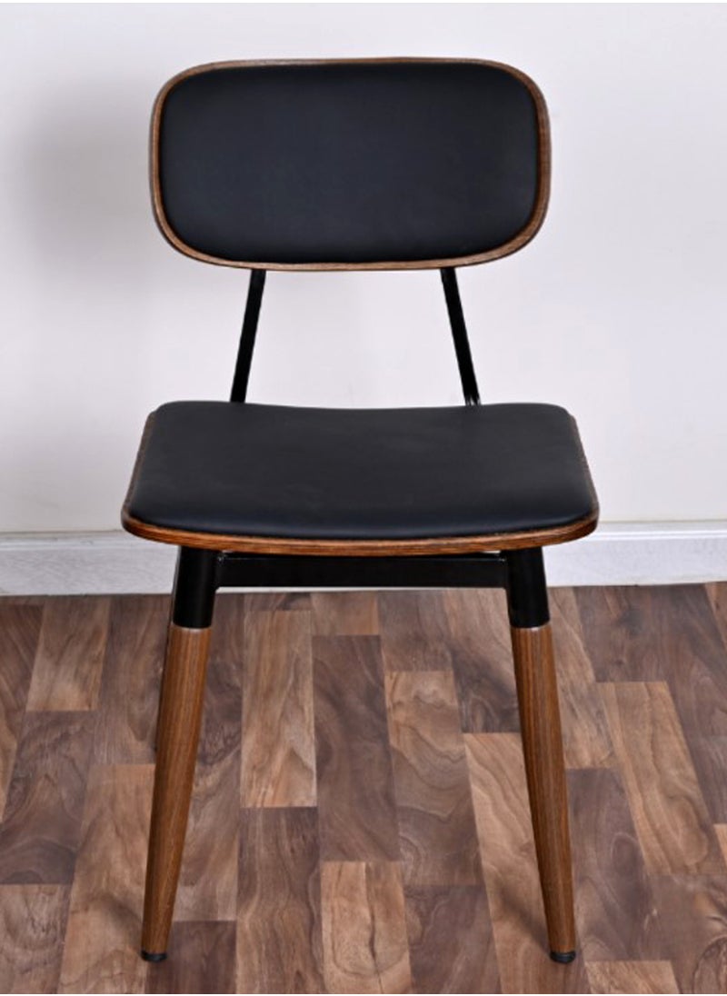 Living - Dining Chair with Leather Seat and Back with Wooden Legs - Image 1