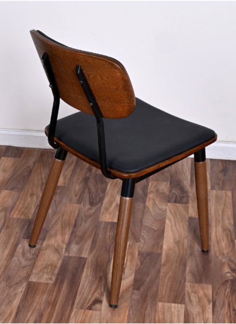 Living - Dining Chair with Leather Seat and Back with Wooden Legs - Image 1