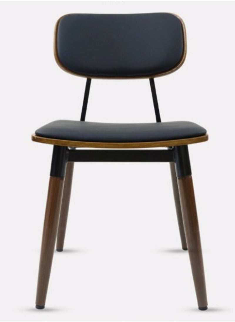 Living - Dining Chair with Leather Seat and Back with Wooden Legs - Image 1