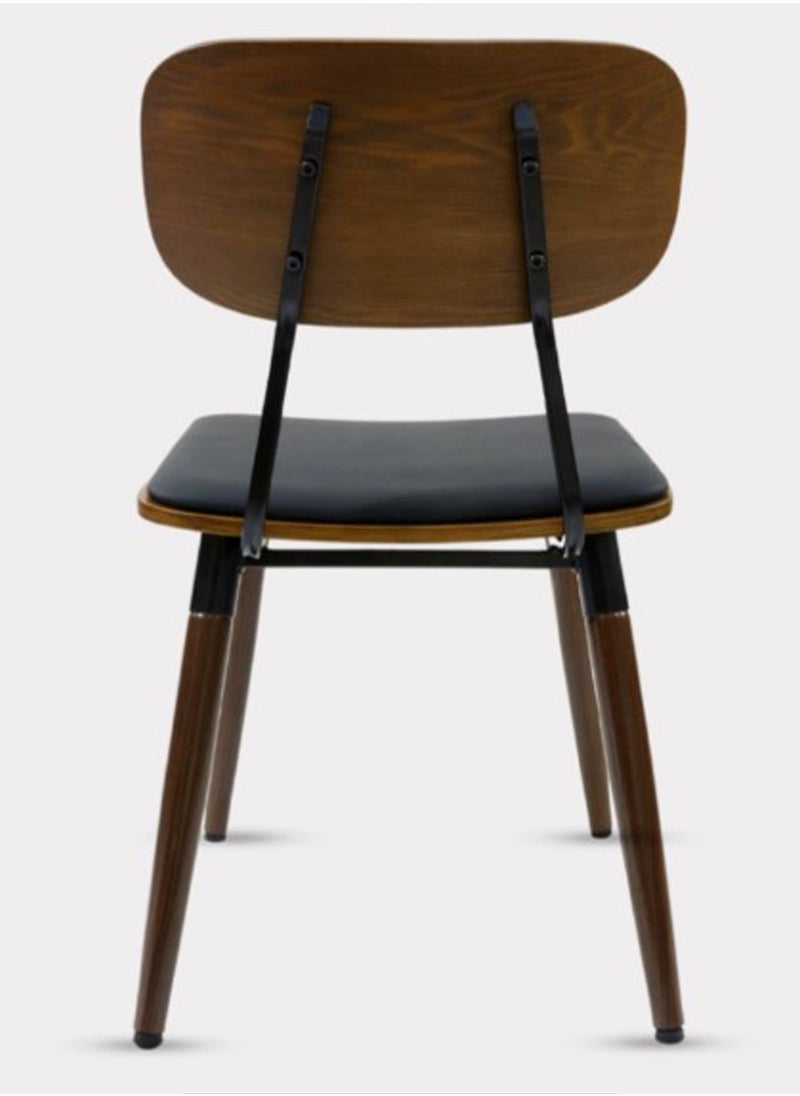 Living - Dining Chair with Leather Seat and Back with Wooden Legs - Image 1