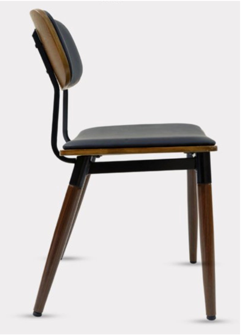 Living - Dining Chair with Leather Seat and Back with Wooden Legs - Image 1