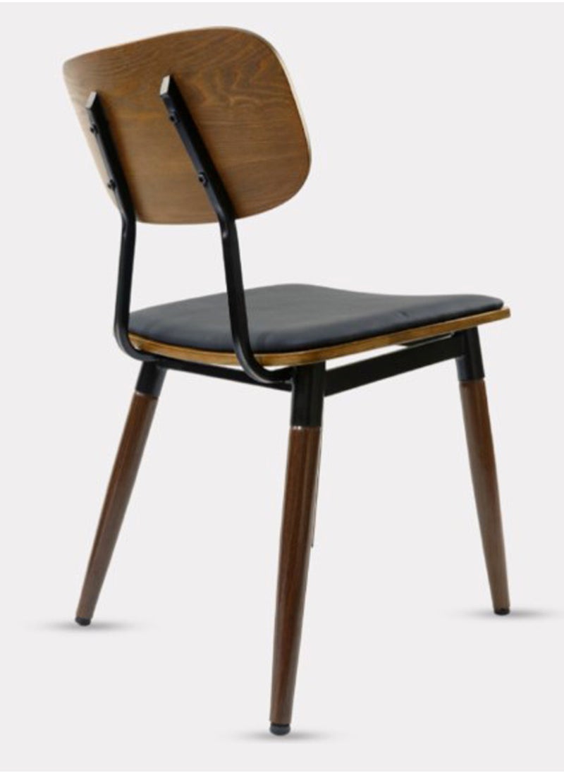 Living - Dining Chair with Leather Seat and Back with Wooden Legs - Image 1