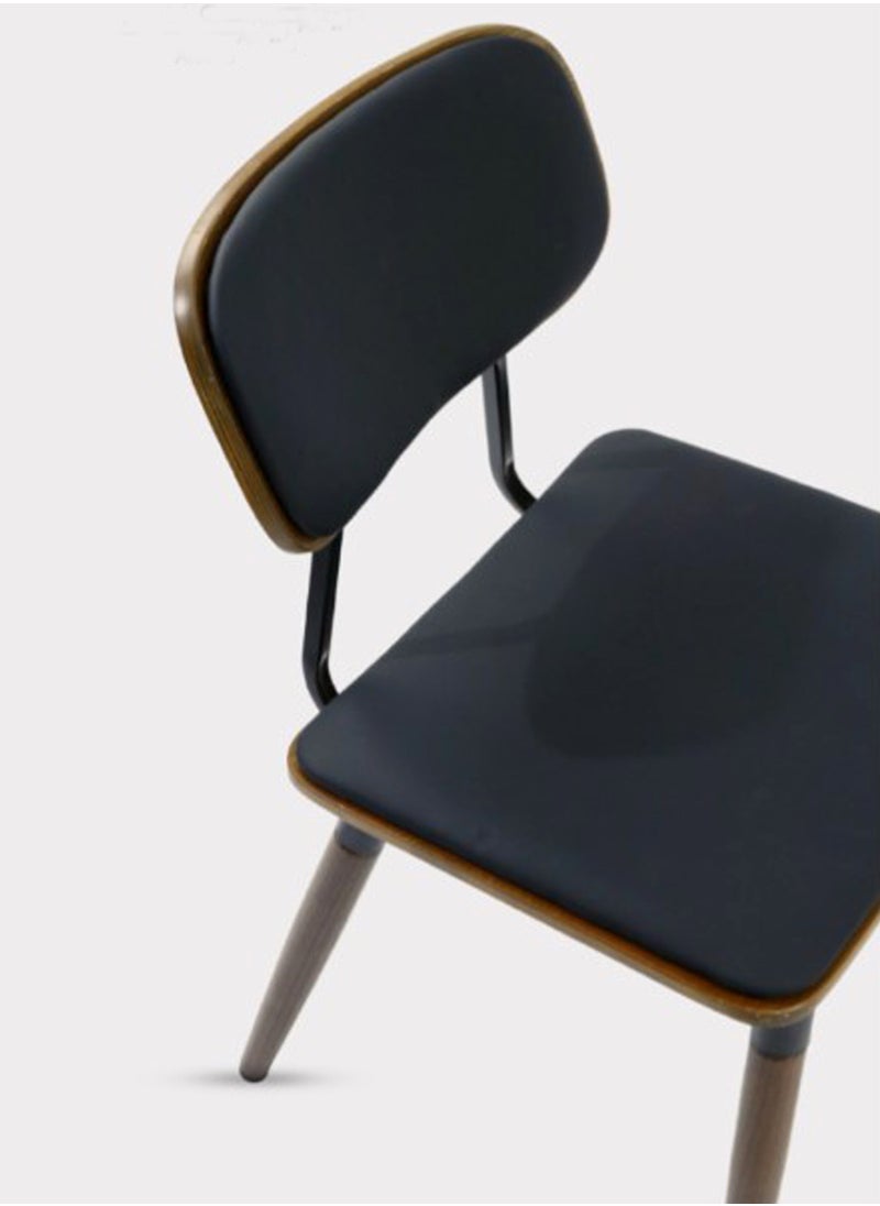 Living - Dining Chair with Leather Seat and Back with Wooden Legs - Image 1