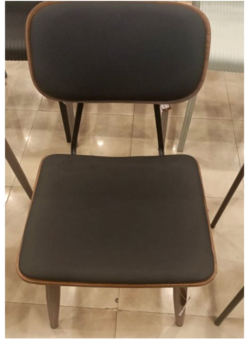 Living - Dining Chair with Leather Seat and Back with Wooden Legs - Image 1