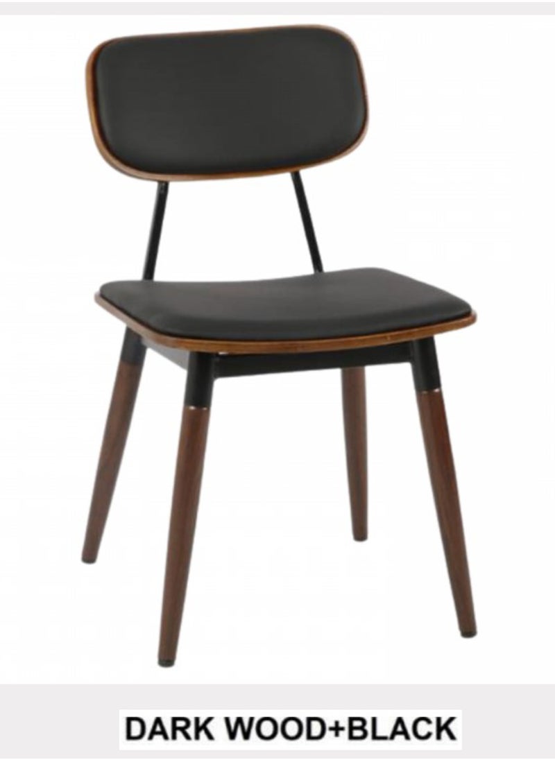 Living - Dining Chair with Leather Seat and Back with Wooden Legs - Image 1