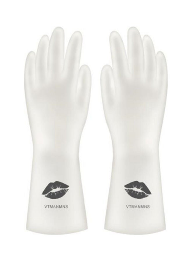 NIBEMINENT Waterproof Non-Slip Durable Rubber Small Size Gloves Off White/Black