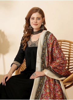 PRIYA’S PANACHE Women's Ethnic Viscose Rayon A-Line Kurta Set with Palazzo & Chanderi Dupatta | Traditional Indian Outfit  - Image 3