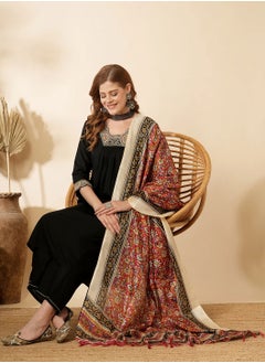 PRIYA’S PANACHE Women's Ethnic Viscose Rayon A-Line Kurta Set with Palazzo & Chanderi Dupatta | Traditional Indian Outfit  - Image 2