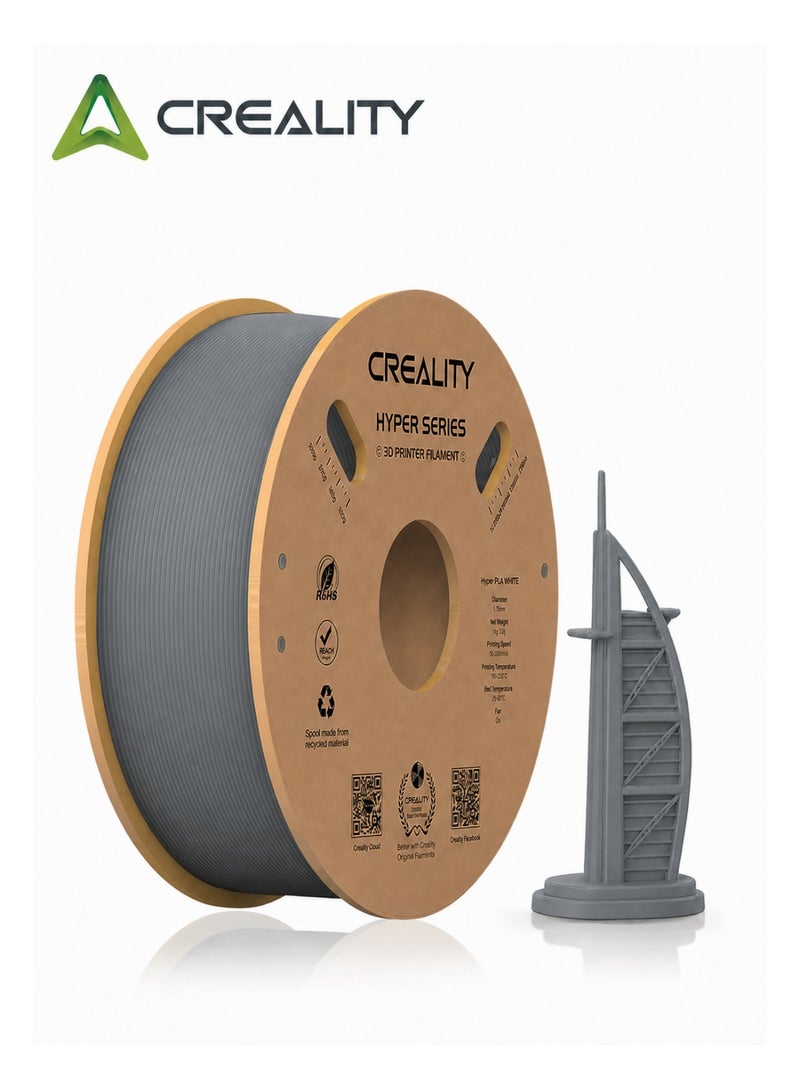 كريليتي 3D Official Creality Hyper PLA Filament 1KG, High Speed PLA 30-600mm/s 3D Printer Filament, 1.75mm, Dimensional Accuracy +/-0.02mm, Fit Most FDM 3D Printers, 1KG(2.2lbs) Spool Hyper PLA-Grey HP-PLA-Gray - Image 1