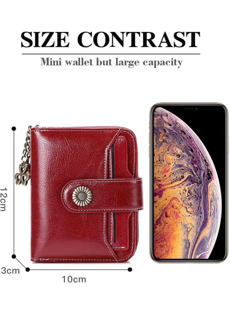 jaexest Women's Genuine Leather Wallet – Small Bifold Compact Purse with RFID Protection – Premium Real Leather Card Holder & Money Pocket – Minimalist Womens Wallet for Everyday Use - Image 1