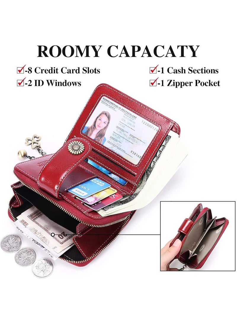 jaexest Women's Genuine Leather Wallet – Small Bifold Compact Purse with RFID Protection – Premium Real Leather Card Holder & Money Pocket – Minimalist Womens Wallet for Everyday Use - Image 4