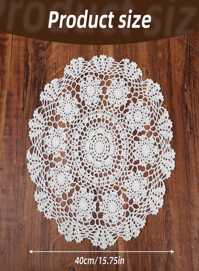 Yuanchu Handmade Crochet Cotton Round Lace Doilies,16Inch White Tablecloth Placemat Table Doilies Overlay - Image 2