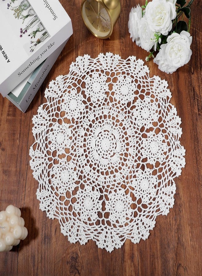 Yuanchu Handmade Crochet Cotton Round Lace Doilies,16Inch White Tablecloth Placemat Table Doilies Overlay - Image 1
