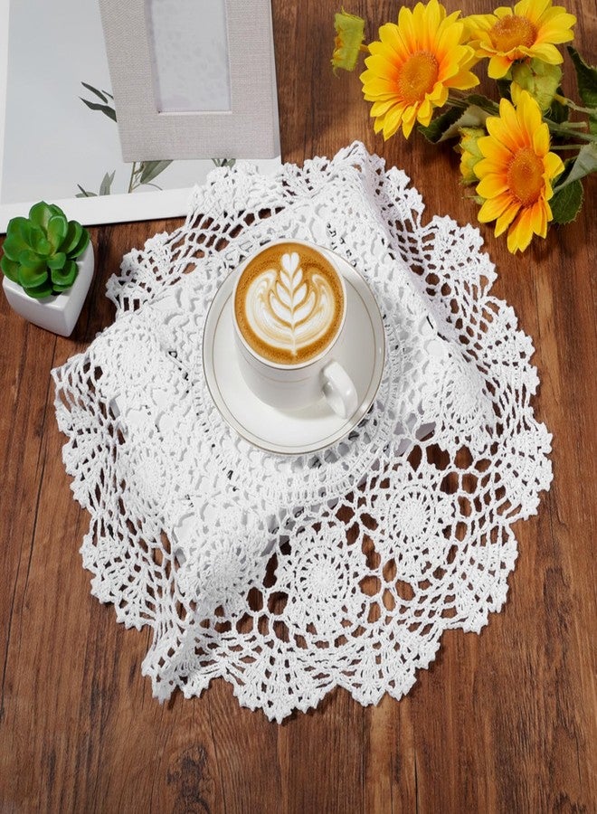 Yuanchu Handmade Crochet Cotton Round Lace Doilies,16Inch White Tablecloth Placemat Table Doilies Overlay - Image 3
