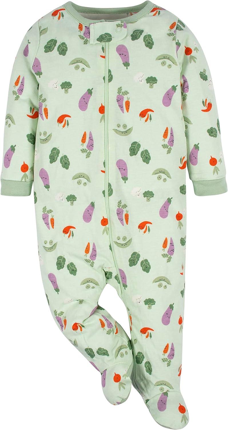 Gerber Baby Girls 4 Pack Sleep 'N Play Footie - Happy Veggies - Image 5