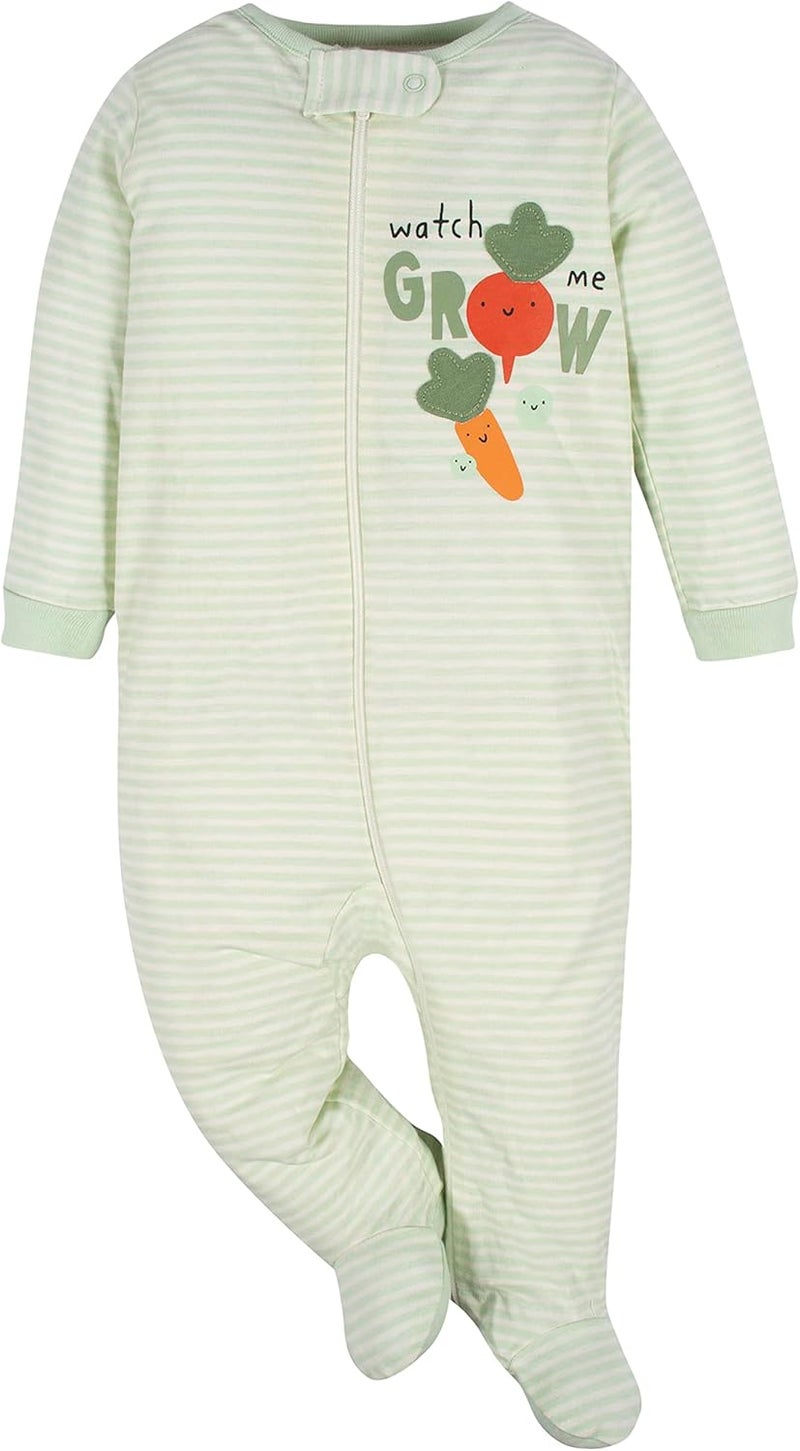 Gerber Baby Girls 4 Pack Sleep 'N Play Footie - Happy Veggies - Image 2