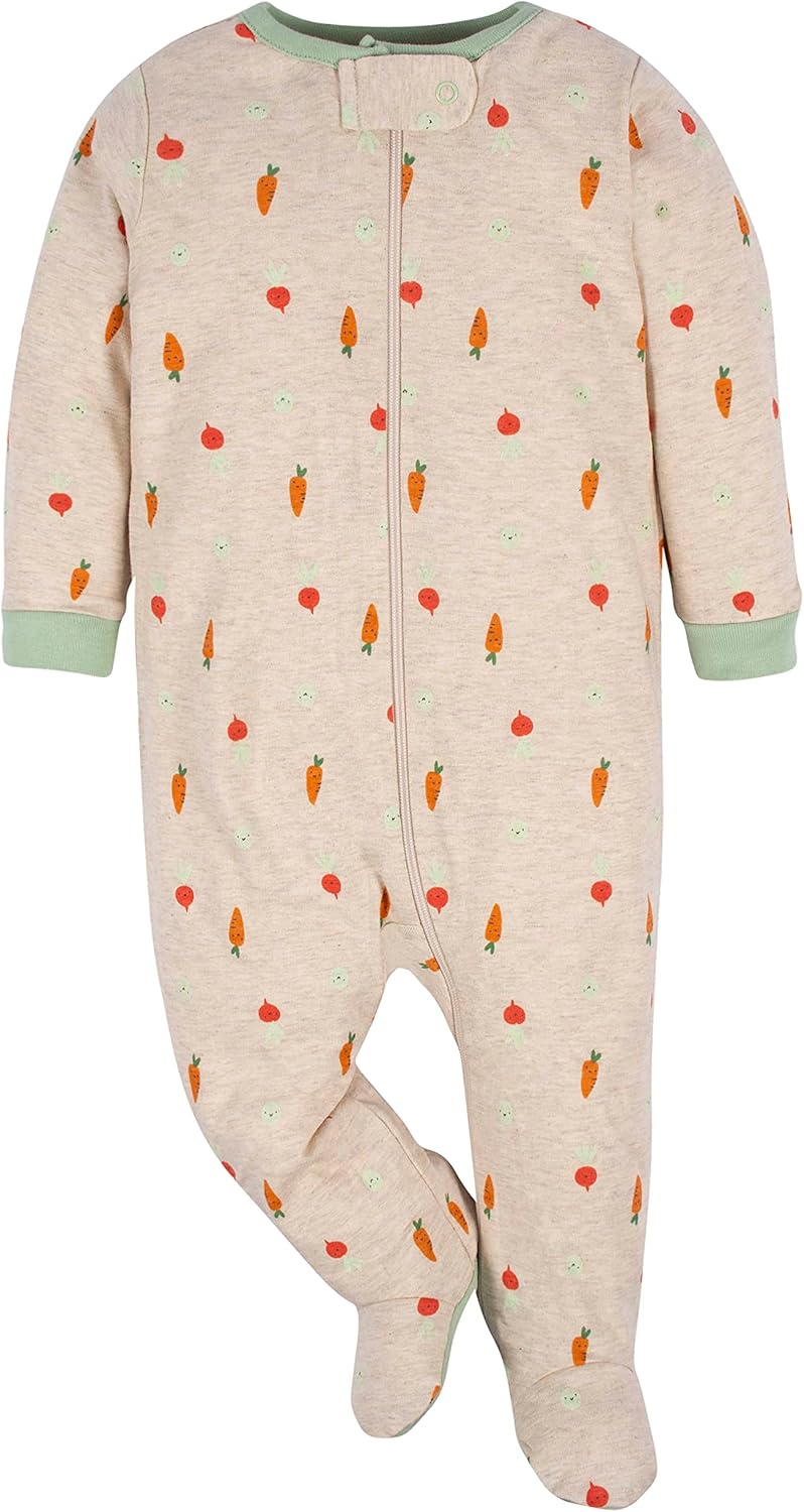 Gerber Baby Girls 4 Pack Sleep 'N Play Footie - Happy Veggies - Image 3