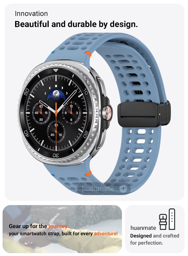 huanmate Samsung Galaxy Watch 8 Classic 46mm Soft Silicone Replacement Strap - High Quality, Lightweight, Stylish & Durable - Easy Installation - Replacement Strap for Samsung Galaxy Watch 8 Classic 46mm - Image 2