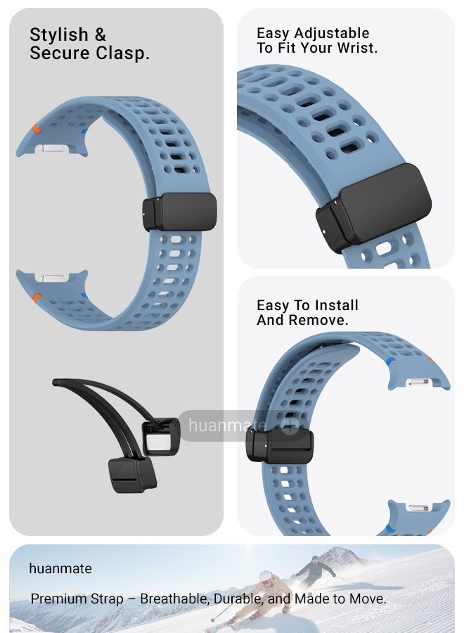 huanmate Samsung Galaxy Watch 8 Classic 46mm Soft Silicone Replacement Strap - High Quality, Lightweight, Stylish & Durable - Easy Installation - Replacement Strap for Samsung Galaxy Watch 8 Classic 46mm - Image 5