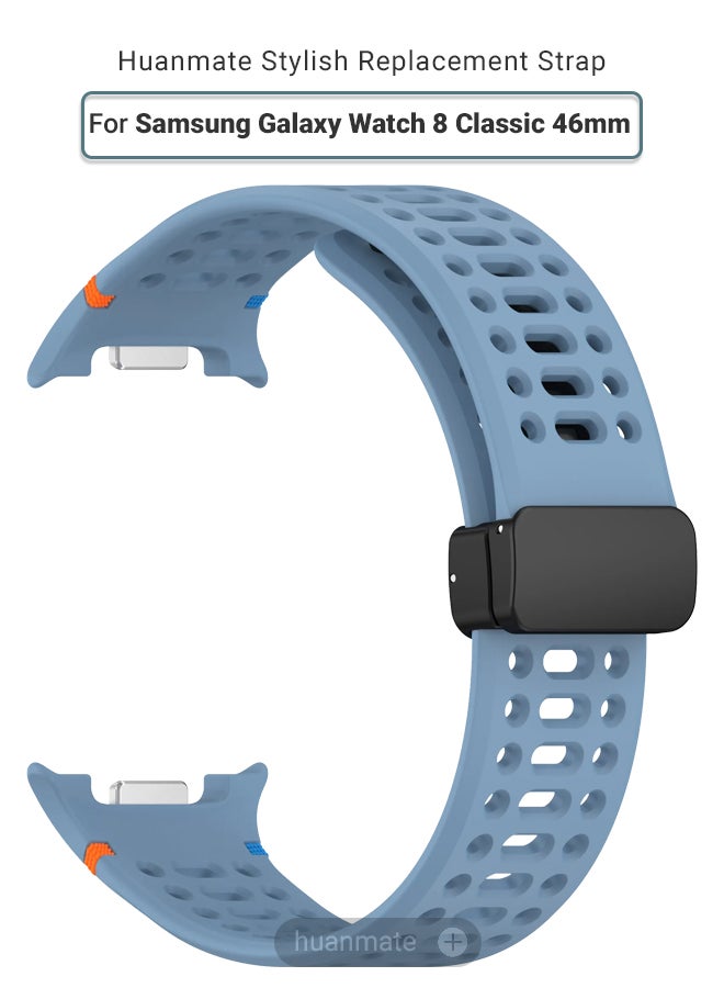 huanmate Samsung Galaxy Watch 8 Classic 46mm Soft Silicone Replacement Strap - High Quality, Lightweight, Stylish & Durable - Easy Installation - Replacement Strap for Samsung Galaxy Watch 8 Classic 46mm - Image 1