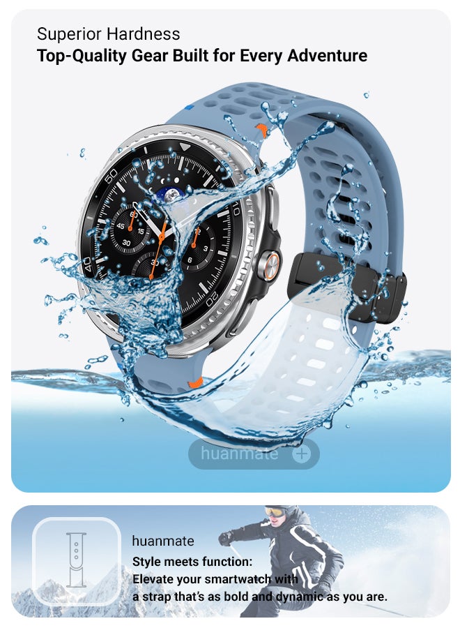 huanmate Samsung Galaxy Watch 8 Classic 46mm Soft Silicone Replacement Strap - High Quality, Lightweight, Stylish & Durable - Easy Installation - Replacement Strap for Samsung Galaxy Watch 8 Classic 46mm - Image 4