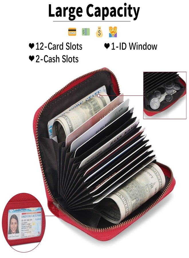 SENDEFN Leather Wallet Women RFID Blocking Small Compact Wallets Credit Card Holder with ID Window - Image 2