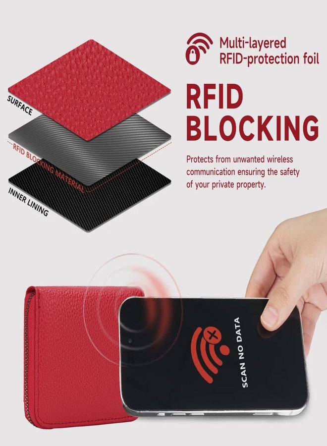 SENDEFN Leather Wallet Women RFID Blocking Small Compact Wallets Credit Card Holder with ID Window - Image 3