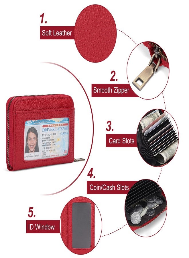 SENDEFN Leather Wallet Women RFID Blocking Small Compact Wallets Credit Card Holder with ID Window - Image 4