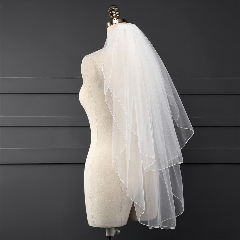 Bridal Veil Soft Mesh Belt Hair Comb Lock Edge Short Finger Long Hong Ling Veil New Real Photo HL20 Ivory  - Image 5