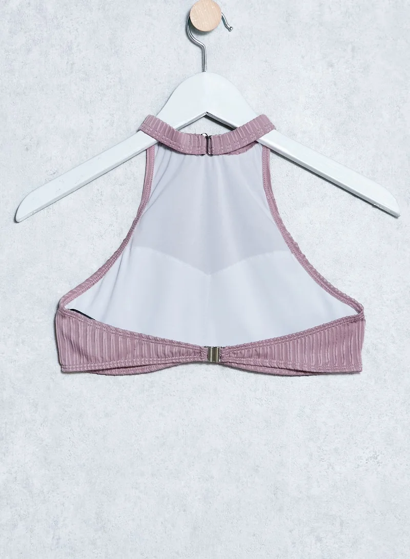 Missguided High Neck Ribbed Bikini Set