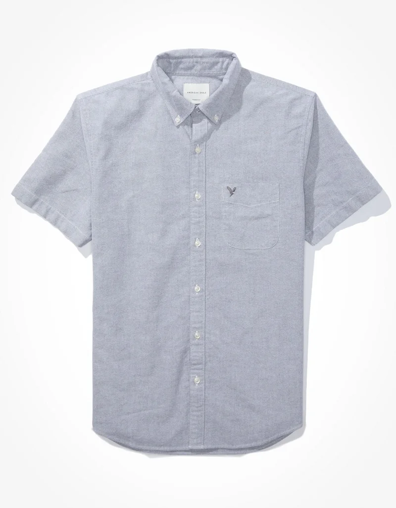 American Eagle AE Classic Fit Oxford Short-Sleeve Button-Up Shirt