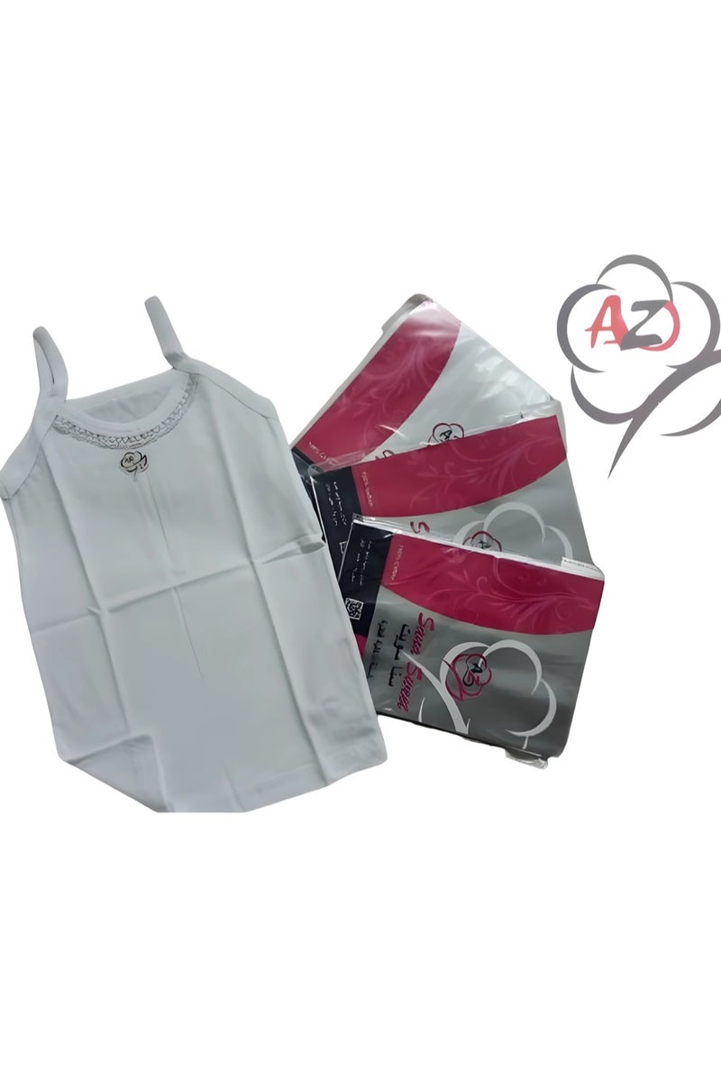 ِA-Z Cotton Girls’ Cotton Underwear Set – 2 Sleeveless Tank Tops + 2 Panties – White  - Image 2