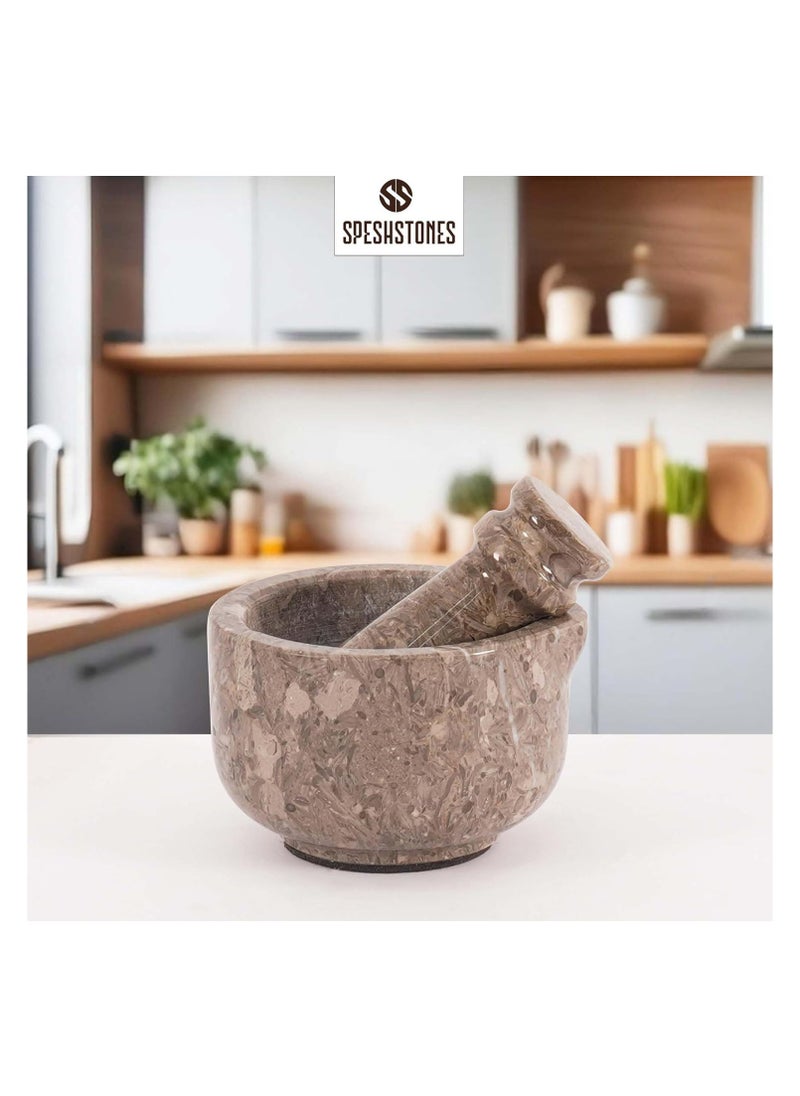 RADICALn Marble Mortar and Pestle 2'' Inches Oceanic Handmade Pestle and Mortar Bowl for Grinding and Seasoning Spices - Herb Grinder Mortar, Marble Spice Grinder Manual, Mortar and Pestle Set  - Image 2