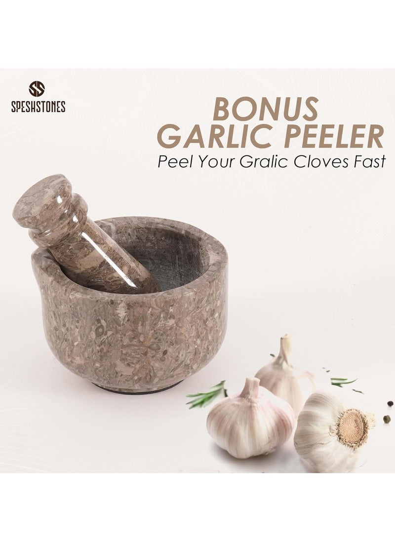 RADICALn Marble Mortar and Pestle 2'' Inches Oceanic Handmade Pestle and Mortar Bowl for Grinding and Seasoning Spices - Herb Grinder Mortar, Marble Spice Grinder Manual, Mortar and Pestle Set  - Image 4