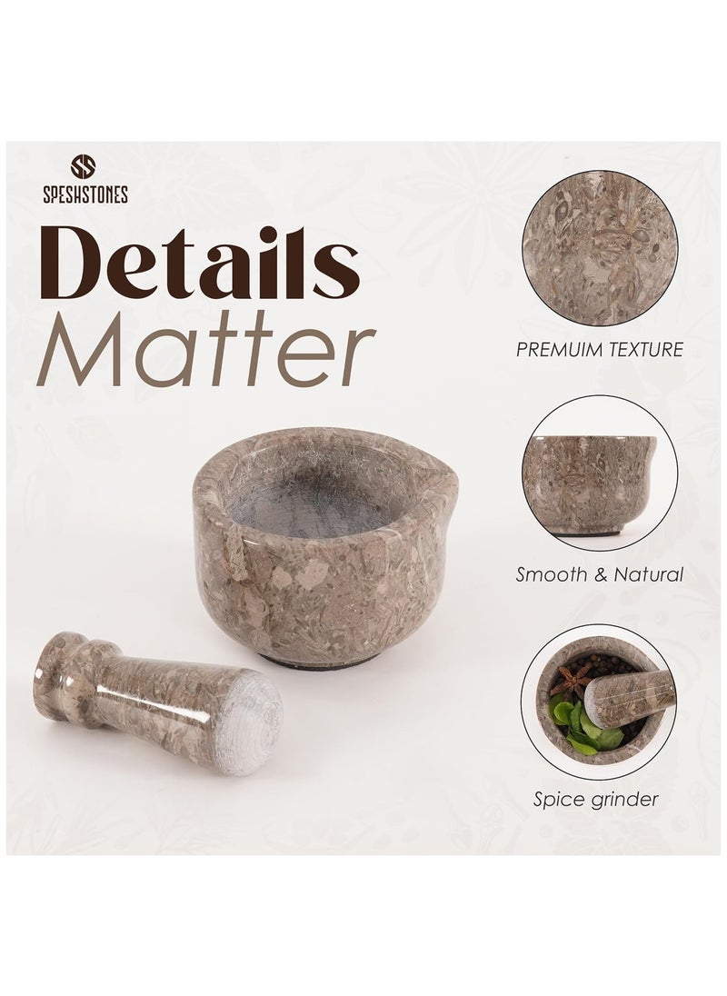 RADICALn Marble Mortar and Pestle 2'' Inches Oceanic Handmade Pestle and Mortar Bowl for Grinding and Seasoning Spices - Herb Grinder Mortar, Marble Spice Grinder Manual, Mortar and Pestle Set  - Image 5