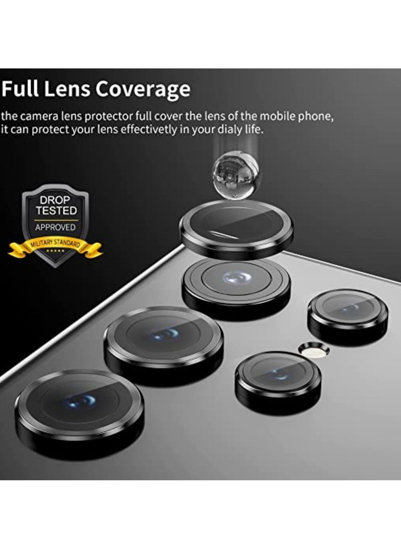 [5 in 1] Camera Lens Protector for Samsung S23 Ultra, Scratch-Resistant Ultra-Thin Tempered Glass with Aluminum Edge, Drop-Proof Alloy Camera Screen Protector for S23 Ultra (S23 Ultra, Black) - Image 2