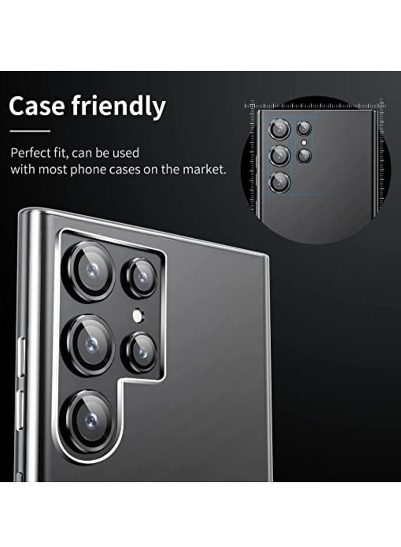 [5 in 1] Camera Lens Protector for Samsung S23 Ultra, Scratch-Resistant Ultra-Thin Tempered Glass with Aluminum Edge, Drop-Proof Alloy Camera Screen Protector for S23 Ultra (S23 Ultra, Black) - Image 5