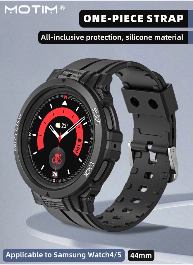 Motim Compatible with Samsung Galaxy Watch 5/4 44mm Watch Strap with Case, Shockproof Rugged Band for Galaxy Watch 5/4 with Bumper Case, Men Women  - Image 2