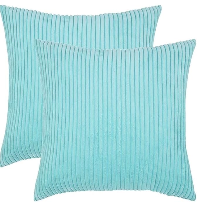 Guffaw / Corduroy/Stripped/Luxury 340 TC Cushion Covers Standard Size 16"X16" Inches (Aqua, 5) - Image 5