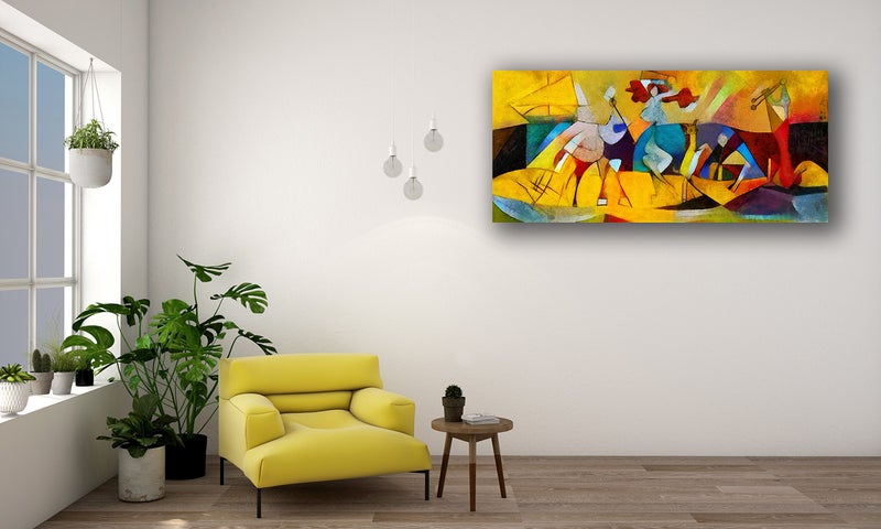 PAPER PLANE DESIGN pichwai paintings canvas art Indian ethnic traditional wall art large size for living room decor. 24 x 24 inch (F) - Image 4