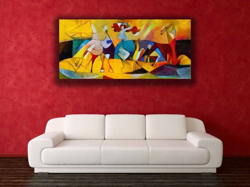 PAPER PLANE DESIGN pichwai paintings canvas art Indian ethnic traditional wall art large size for living room decor. 24 x 24 inch (F) - Image 1