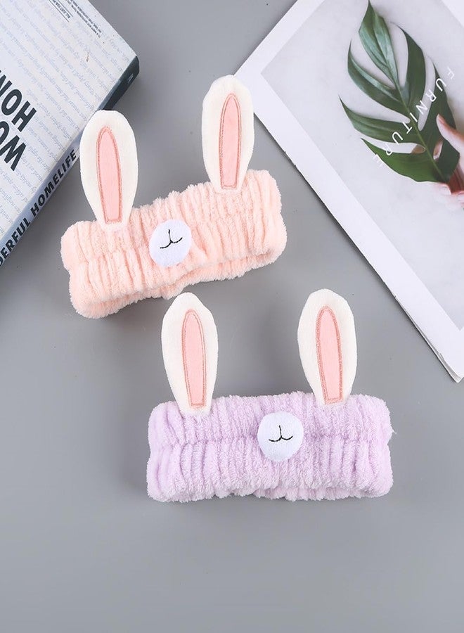 Infispace Plush Makeup Facial Bunny Headband For Girl's & Women's | Soft Elastic Face Wash & Cosmetic Hair Band (Pack of 2, Free Size) - Image 1