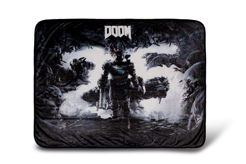 JUST FUNKY Doom Eternal Doomslayer Fleece Blanket - 45x60-Inch Soft Cozy Blanket  Plush Throw - Fluffy Cover for Twin Bed  Couch  Sofa  Living Room  Camping - Decorative Video Game Throws Merchandise - Image 1