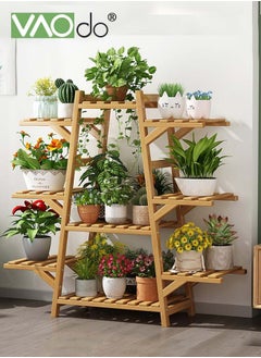 VAOdo Plant Stand Indoor Plant Shelf Outdoor Wood Plant Rack for Multiple Plants 9 Tiers Ladder Plant Holder for Living Room Patio Boho Home Decor for Gardening  - Image 1