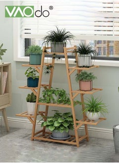 VAOdo Plant Stand Indoor Plant Shelf Outdoor Wood Plant Rack for Multiple Plants 9 Tiers Ladder Plant Holder for Living Room Patio Boho Home Decor for Gardening  - Image 2