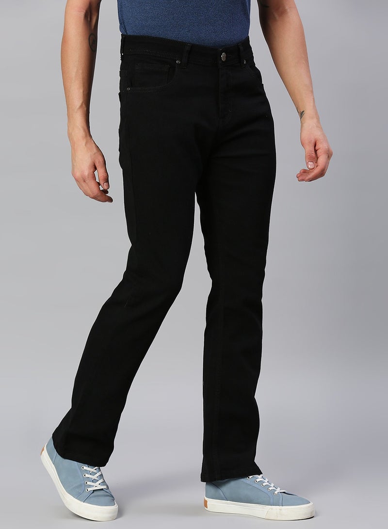 HIGH STAR Black Bootcut Stretchable Cotton Jeans for Men  - Image 3