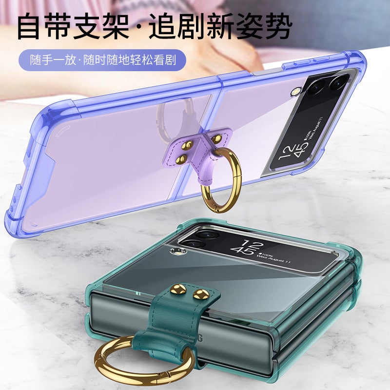 حافظة هاتف سامسونج جالكسي Z Flip3 مع حلقة وسادة هوائية - تصميم بسيط مضاد للسقوط - Image 3